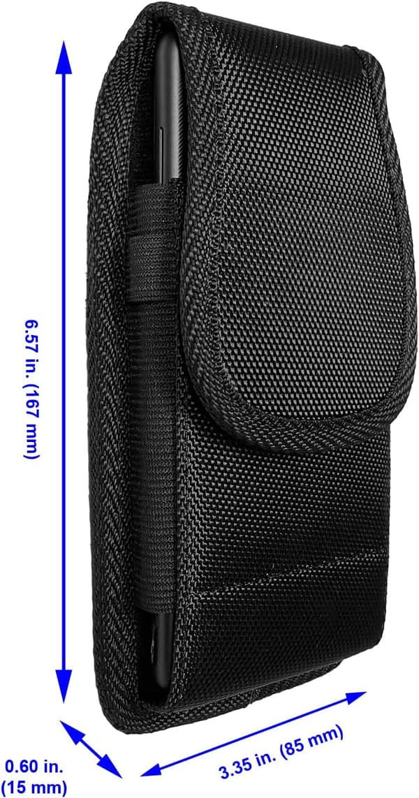 Vertical Canvas Cellphone Holster - Fits iPhone & Samsung, Black