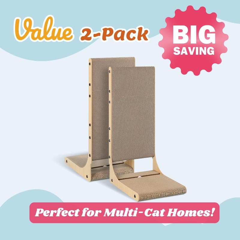 Large Vertical Cat Scratching Post - 2-Pack L-Shape Scratchers