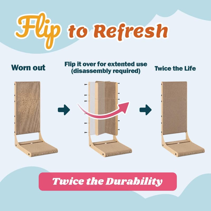 Large Vertical Cat Scratching Post - 2-Pack L-Shape Scratchers
