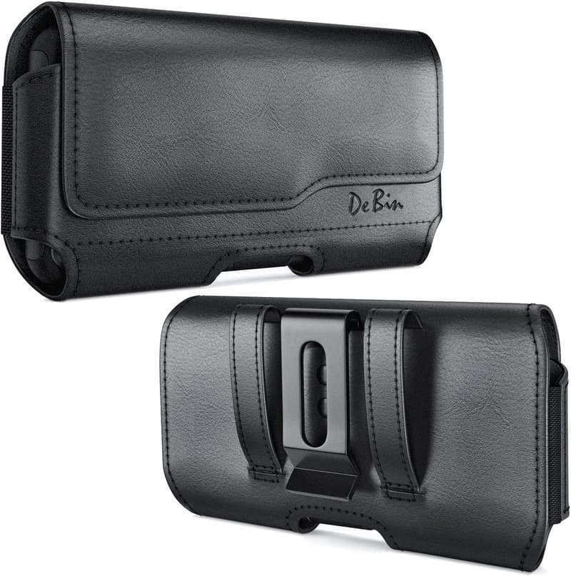 Universal Black Cell Phone Belt Holder for iPhone 11-16, Unisex