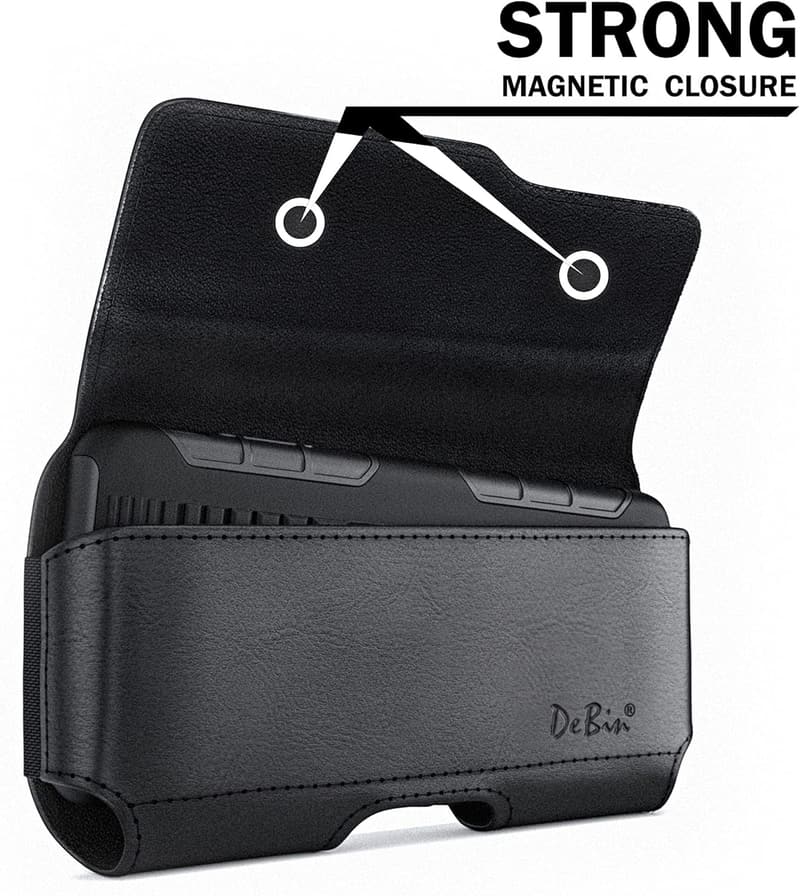 Universal Black Cell Phone Belt Holder for iPhone 11-16, Unisex