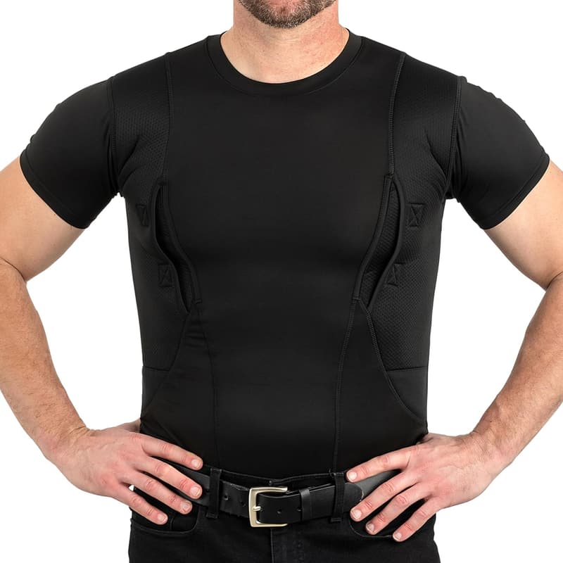 Men's Concealed Carry Holster Shirt with Secure Storage Pocket