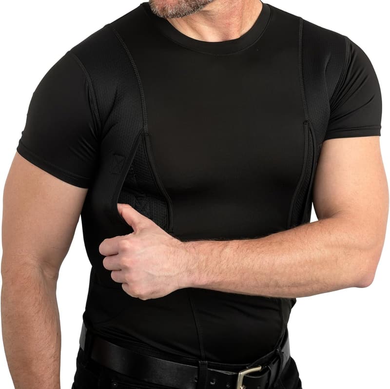 Men's Concealed Carry Holster Shirt with Secure Storage Pocket