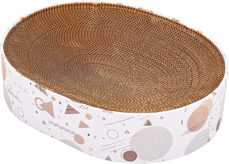 Durable Cat Scratching Pad - Oval Cardboard for Indoor Use