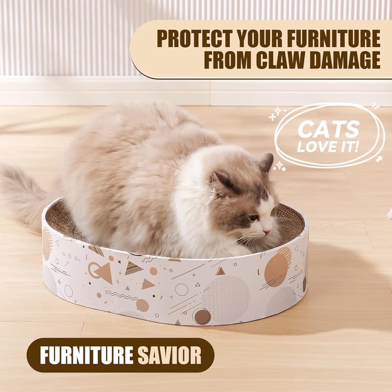 Durable Cat Scratching Pad - Oval Cardboard for Indoor Use