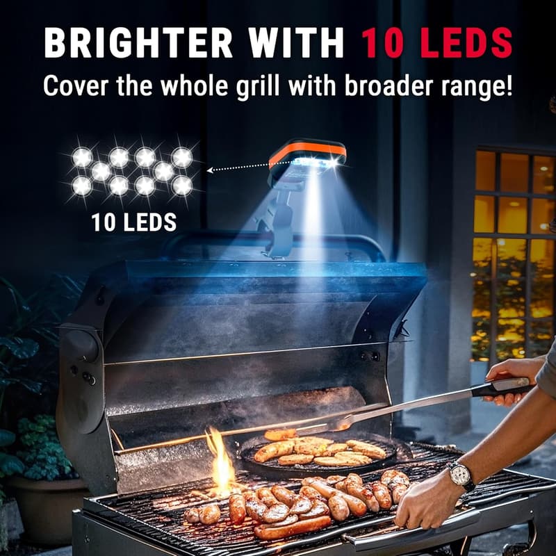 Adjustable LED Grill Light with Energy-Saving Button for BBQ
