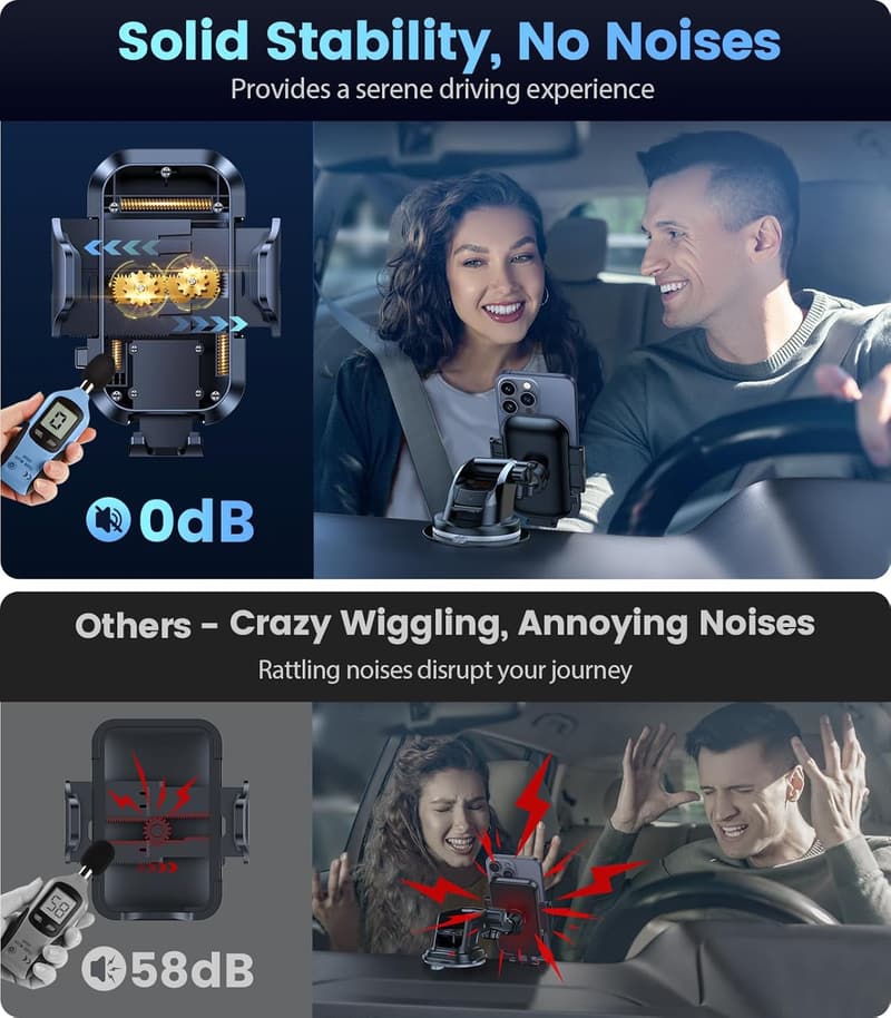 Military-Grade Phone Holder for Car Dashboard - Adjustable Suction Mount