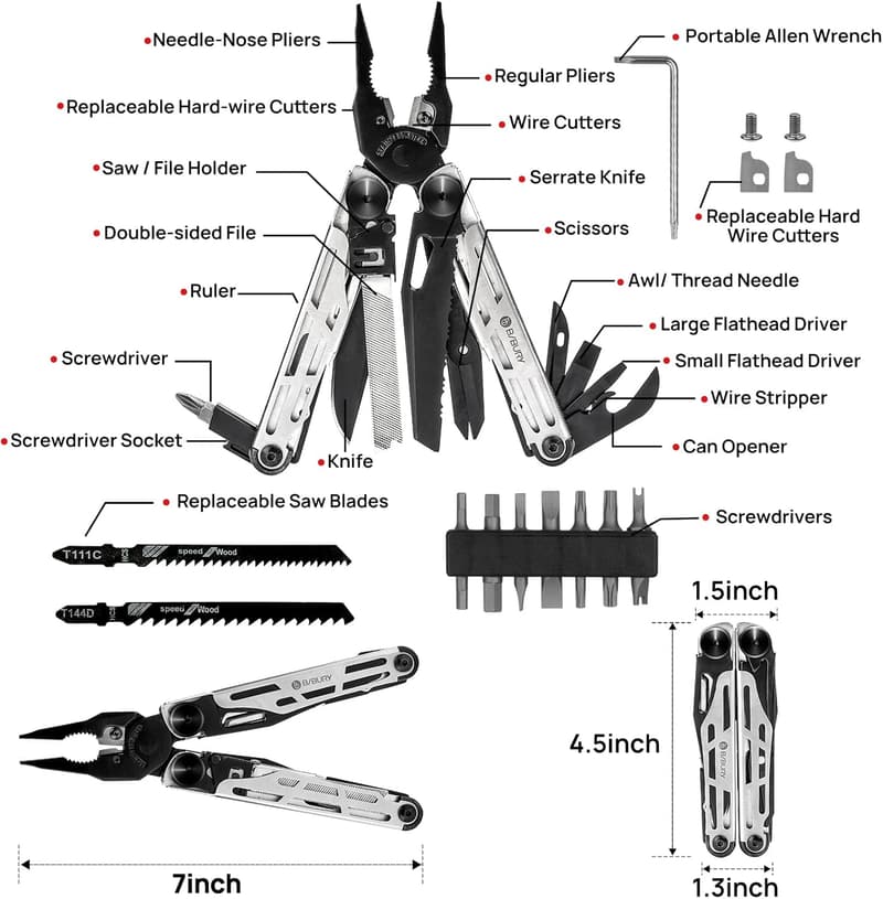 31-in-1 Stainless Steel Multitool Pliers for Camping & Repair