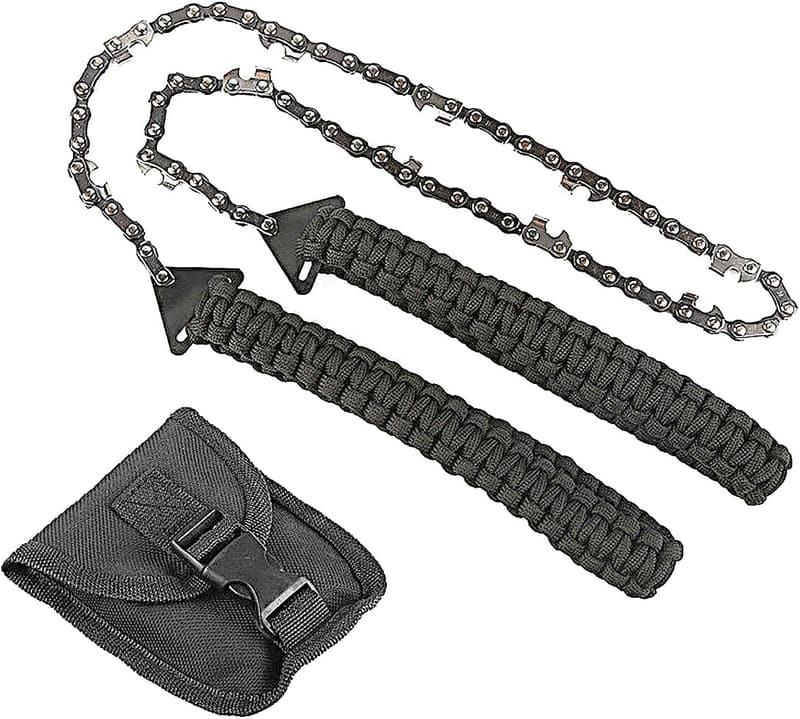 24-Inch Pocket Chainsaw with Paracord Handle for Outdoor Survival