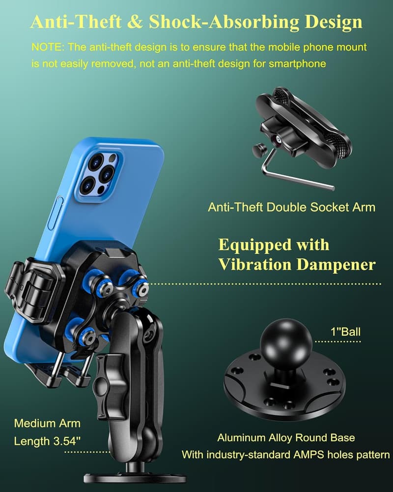 Universal Anti-Theft Phone Mount Holder for Cars and Motorcycles