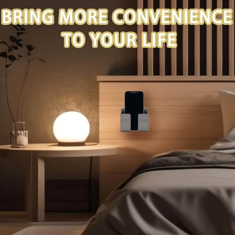 2-Pack Wall-Mount Phone Holder with 3M Adhesive - Gray