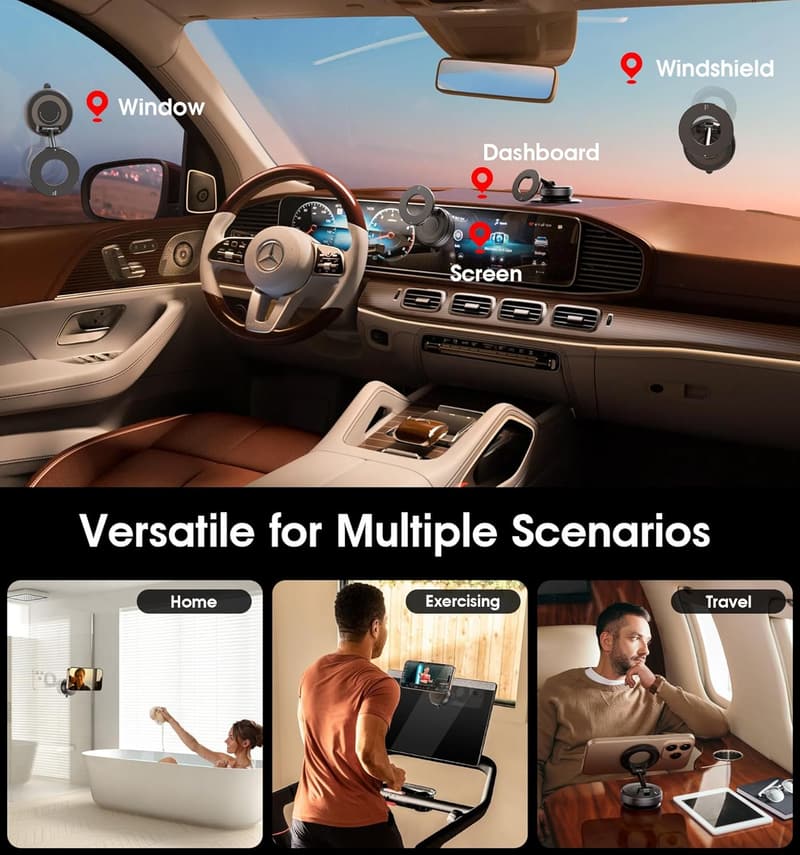 Magnetic Car Phone Holder with 360° Ultra Suction for iPhone & Android