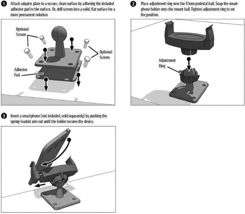 Universal Smartphone Mount for Cars - Durable Adhesive or Drill-Base Holder