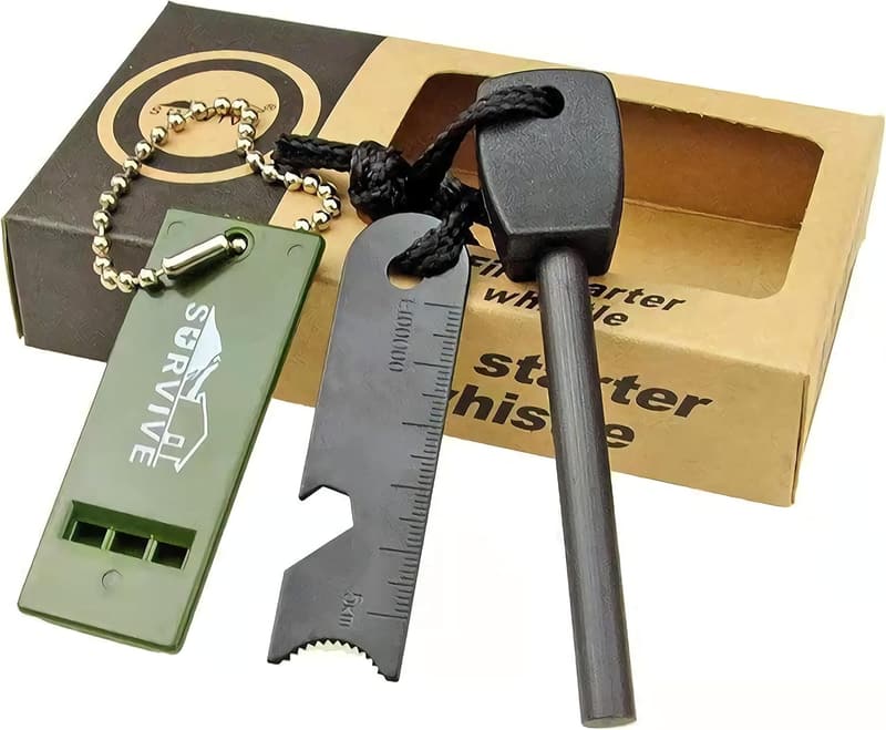 Waterproof Fire Starter Stick with Striker and Whistle for Camping