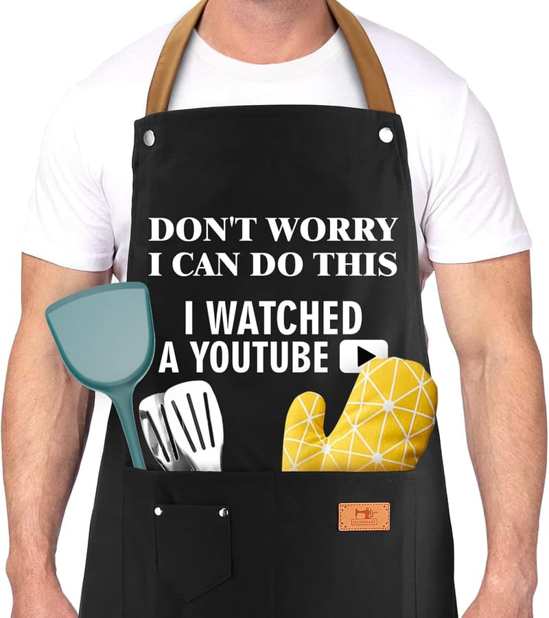 Grilling Apron for Men with Adjustable Neck Strap