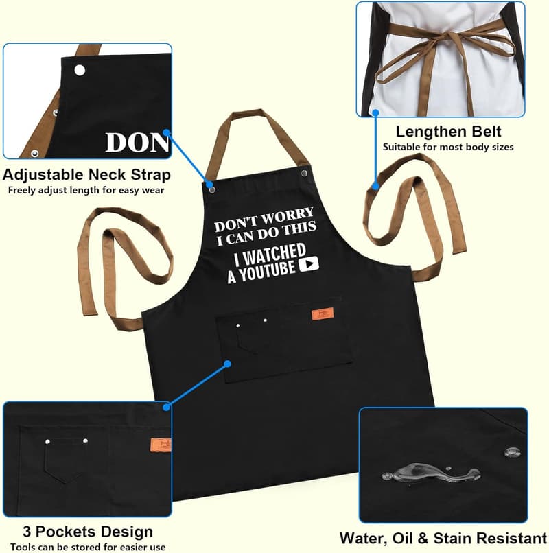 Grilling Apron for Men with Adjustable Neck Strap