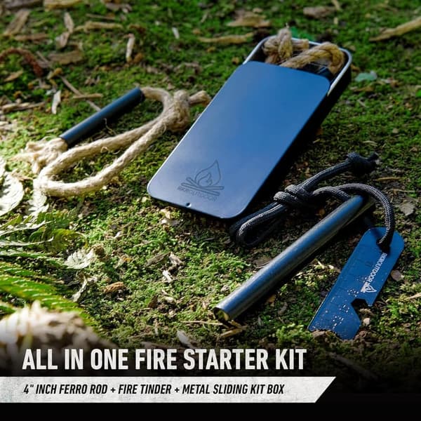 Fire Starter Kit with Ferro Rod, Multi-Tool Striker & Bellow