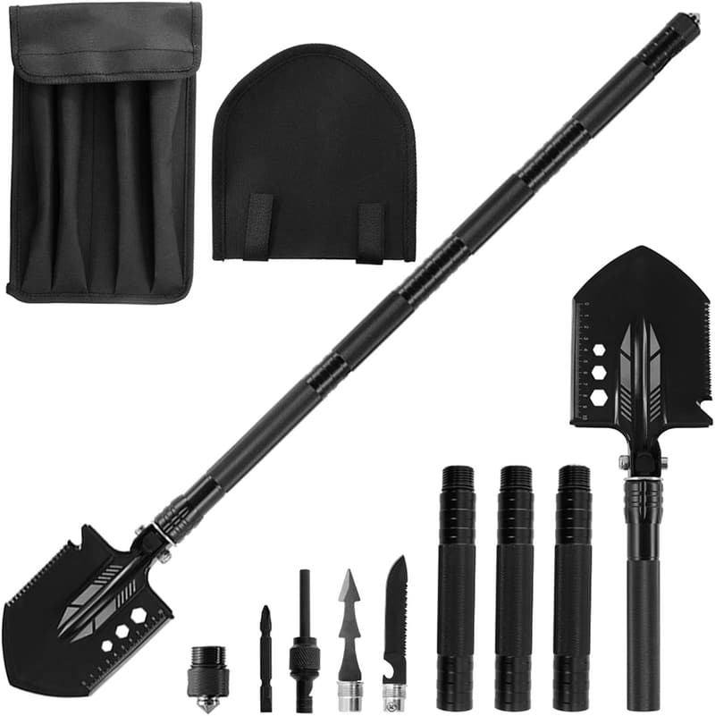 Camping Folding Shovel Multitool with Pouch for Outdoor Use