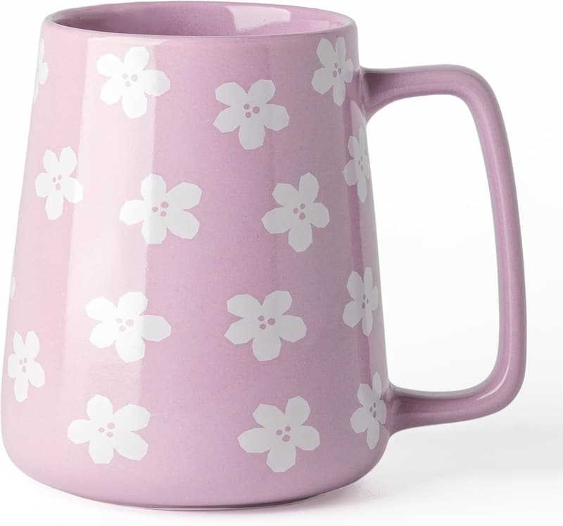 Extra Large Floral Ceramic Coffee Mug - 24 oz, Microwave Safe