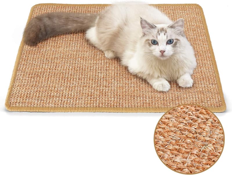 Natural Sisal Cat Scratcher Mat - 23.6 x 15.7 Inch Floor Pad