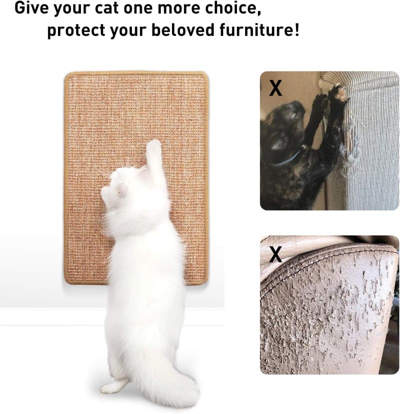 Natural Sisal Cat Scratcher Mat - 23.6 x 15.7 Inch Floor Pad