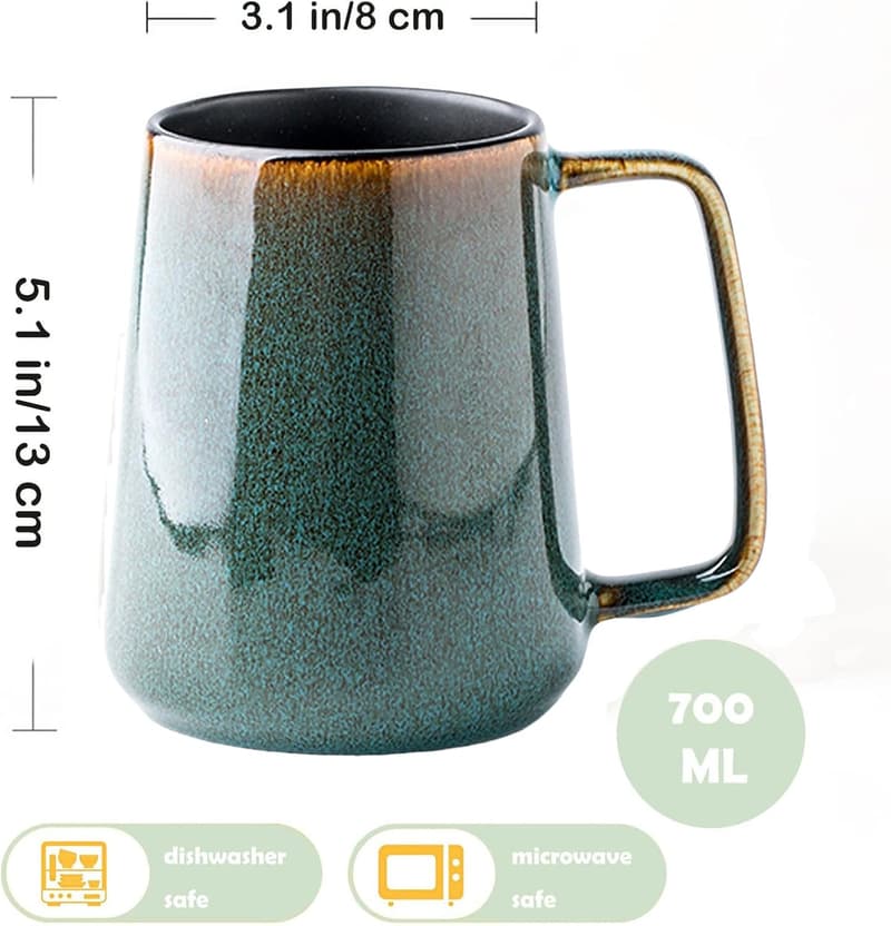 Extra Large 24 oz Green Coffee Mug with Large Handle