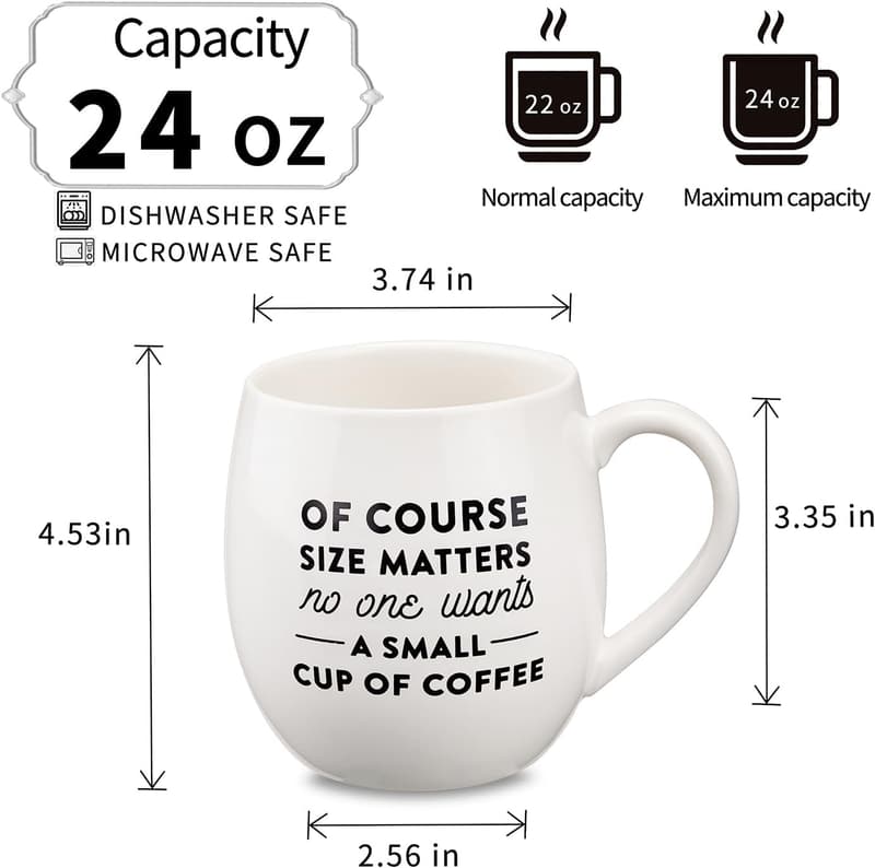 Large 24 Oz Ceramic Coffee Mug - Jumbo Latte Cup, Dishwasher Safe