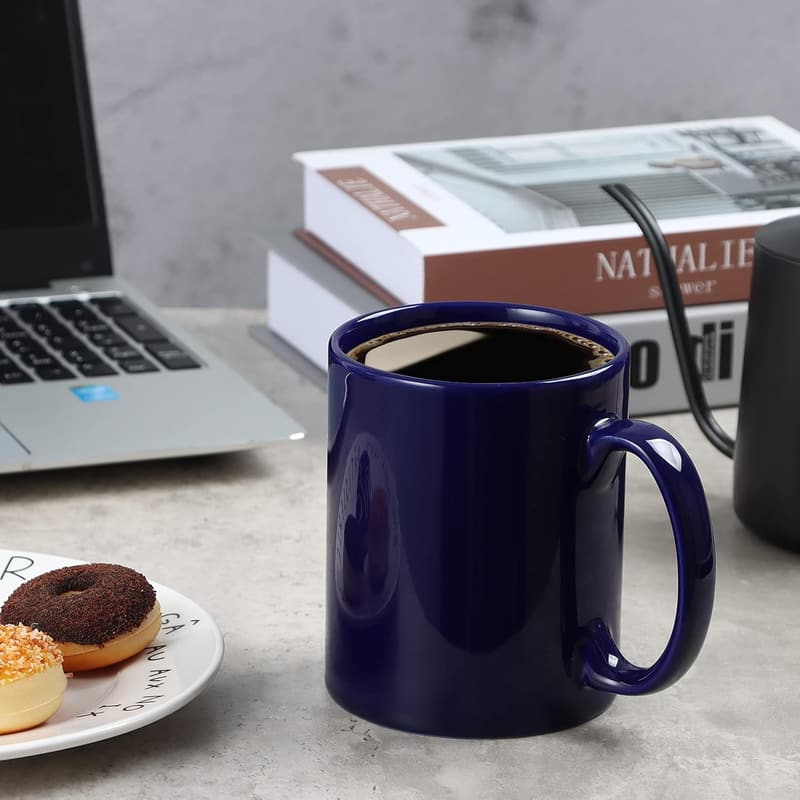 Extra Large Blue Ceramic Coffee Mug for Office & Home