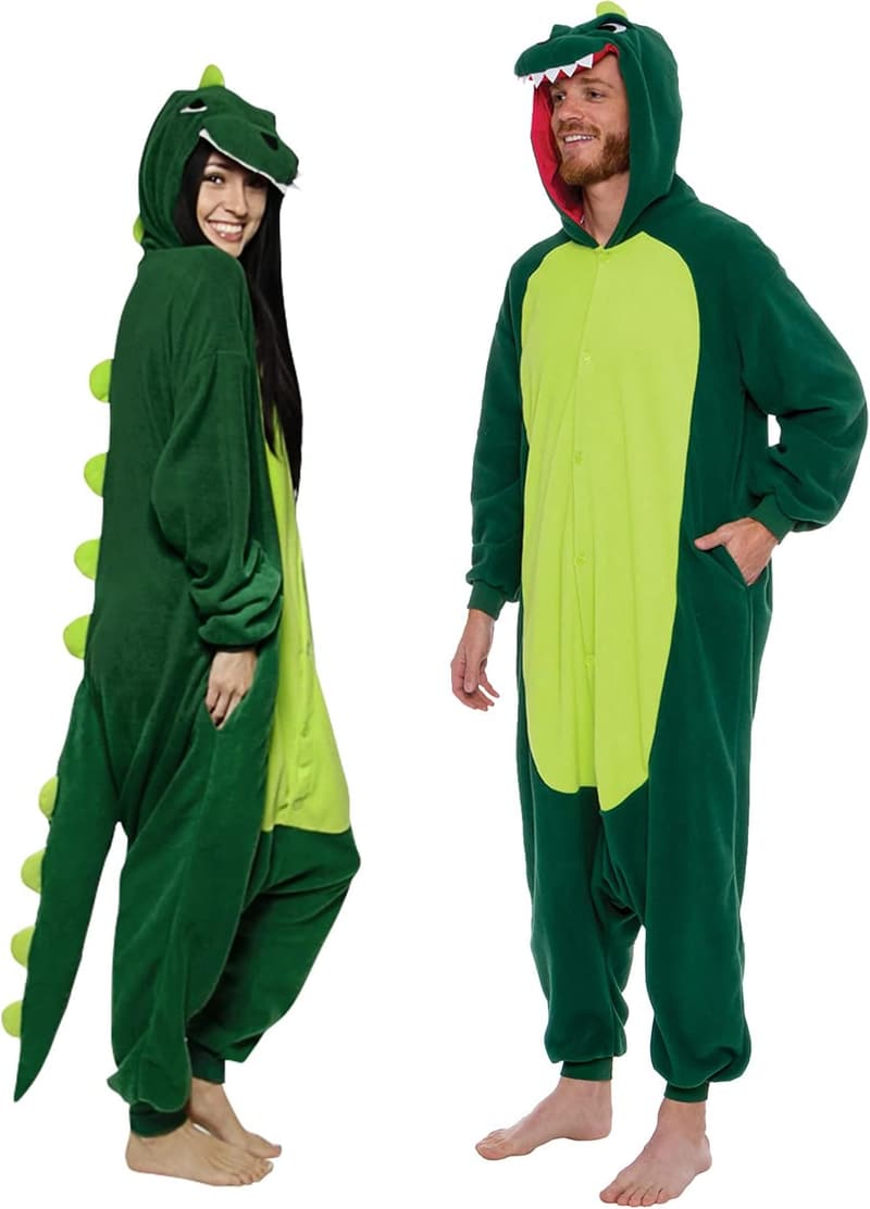 Dinosaur Plush Onesie Costume for Adults - T-Rex Halloween Outfit
