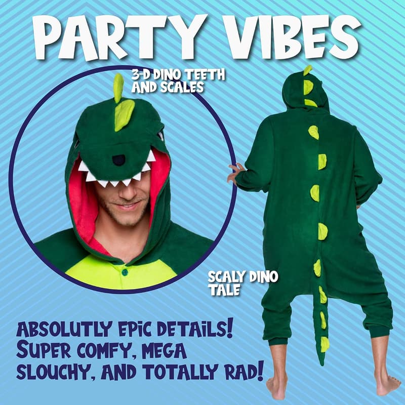Dinosaur Plush Onesie Costume for Adults - T-Rex Halloween Outfit