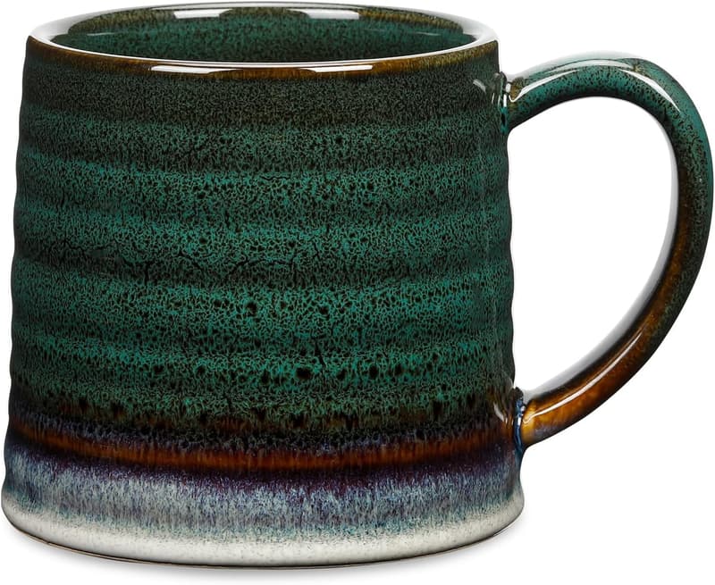 Large Handmade Ceramic Coffee Mug - 18 Oz, Microwave & Dishwasher Safe