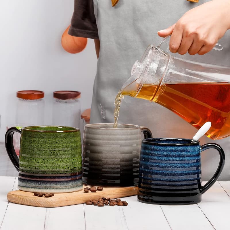 Large Handmade Ceramic Coffee Mug - 18 Oz, Microwave & Dishwasher Safe