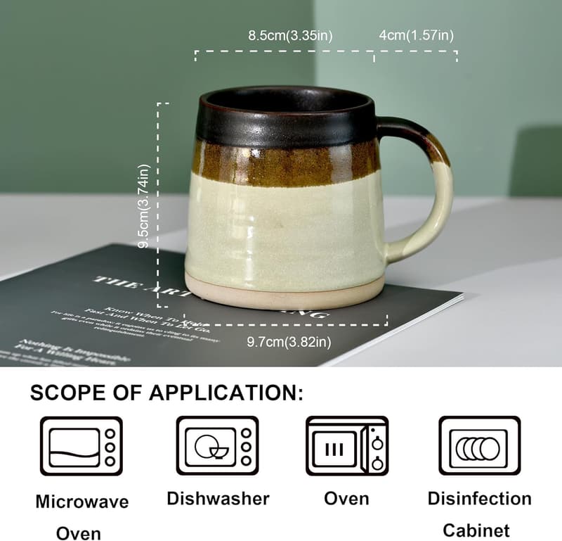 Large Ceramic Coffee Mug, 13 oz, Reactive Glaze, Dishwasher Safe