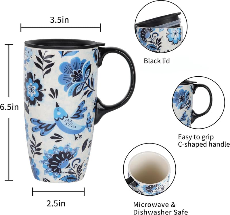 Liberty 17oz Ceramic Coffee Mug with Lid