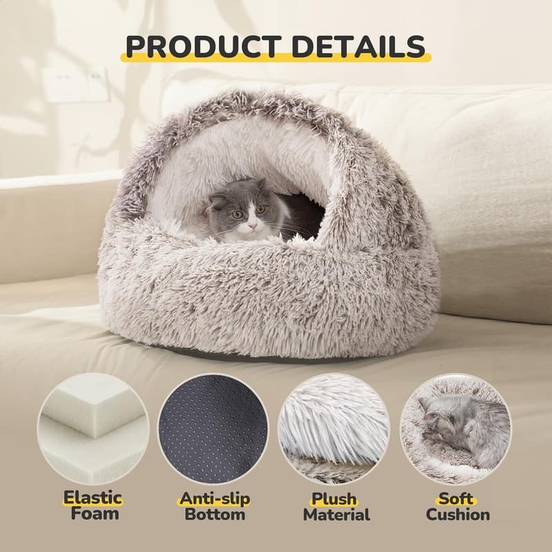 Cozy Self-Warming Cat Bed with Removable Cover