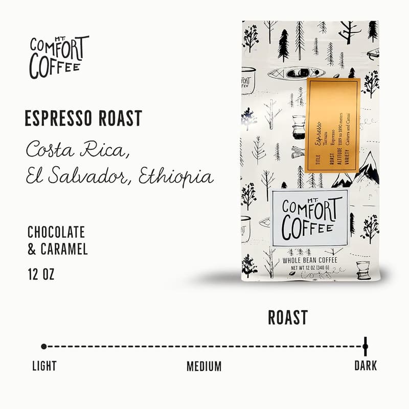 Espresso Roast Coffee - 12 oz Whole Beans with Chocolate & Caramel Notes