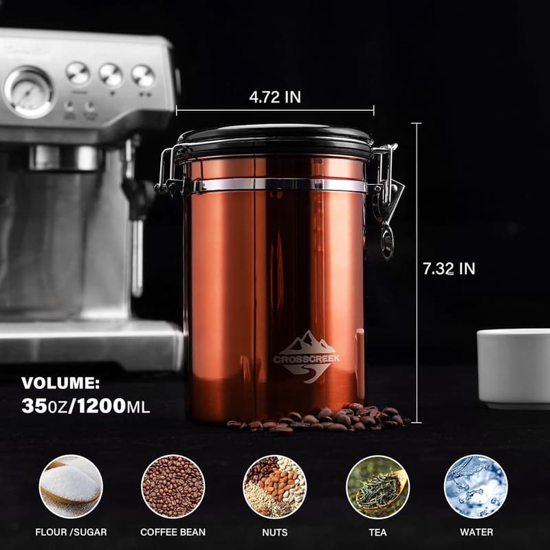 Airtight Coffee Bean Canister with Date Tracker - 35oz