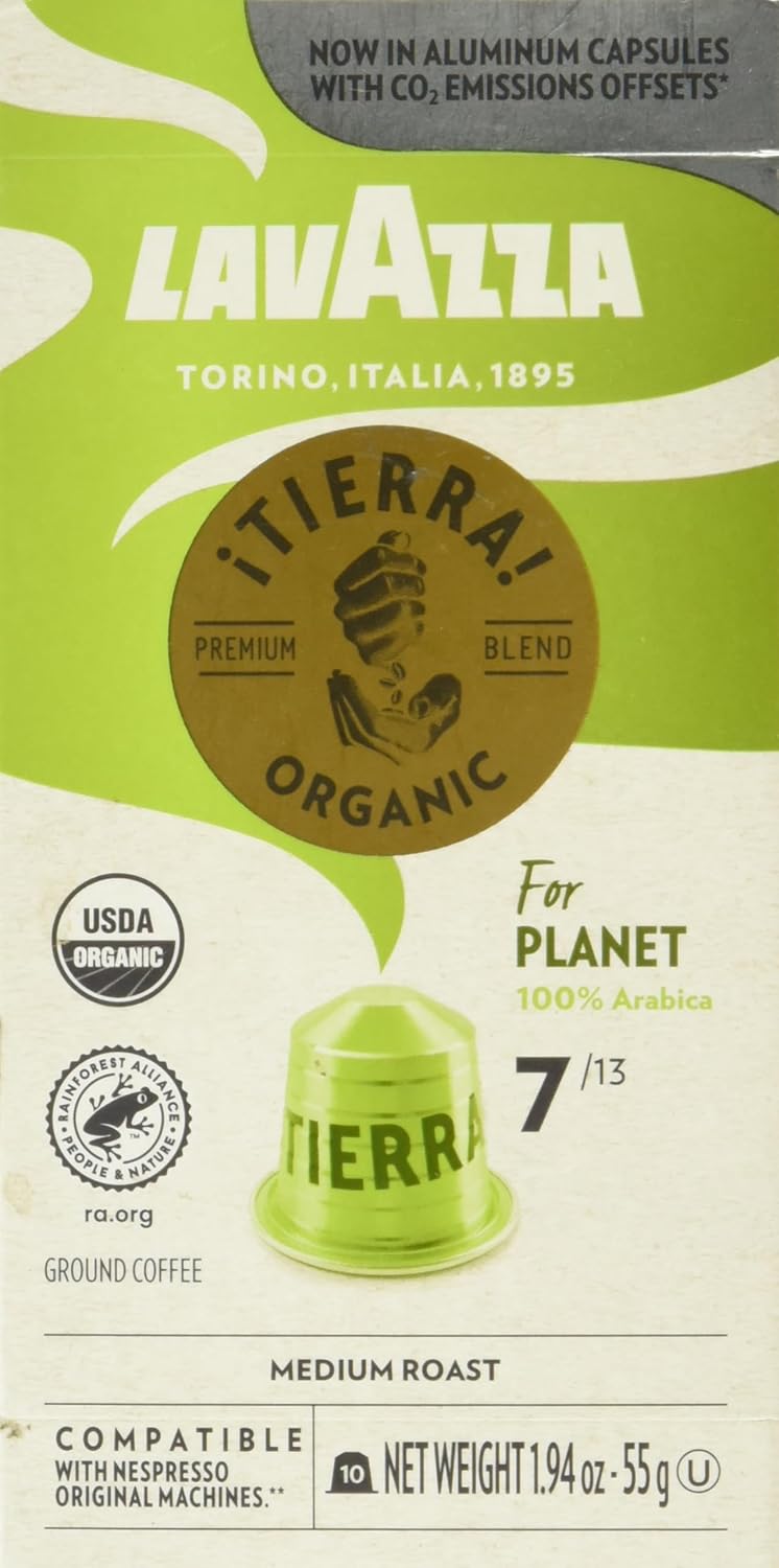 Lavazza TIERRA PLANET Organic Espresso Capsules, Medium Roast