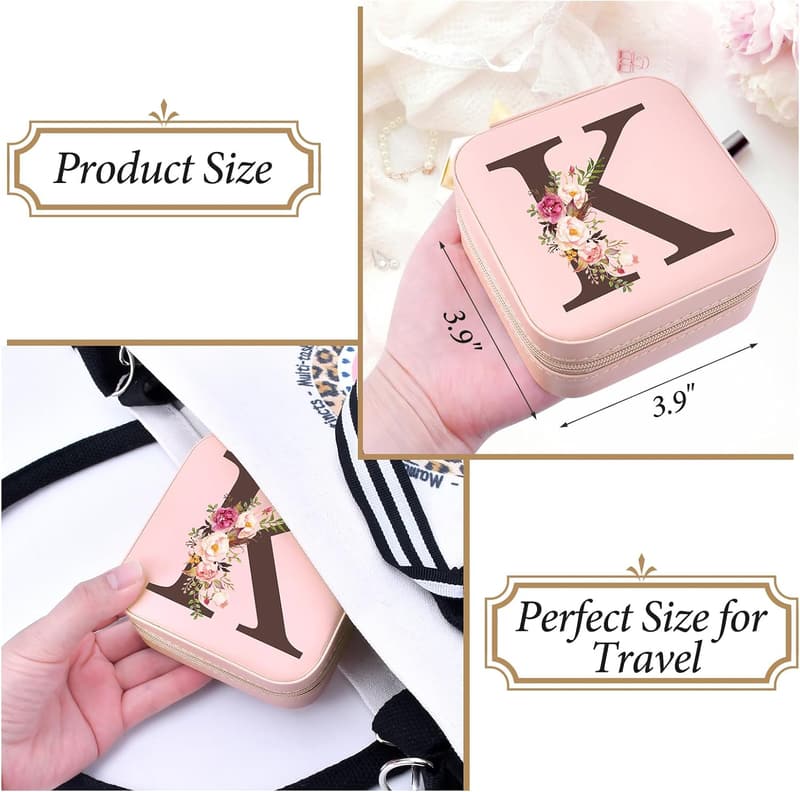 Personalized Travel Jewelry Box for Mom - Initial K
