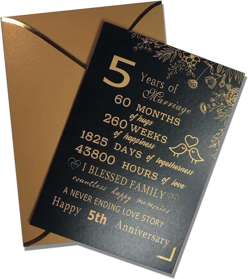 5th Anniversary Card - Sweet Surprise Gift for Couples