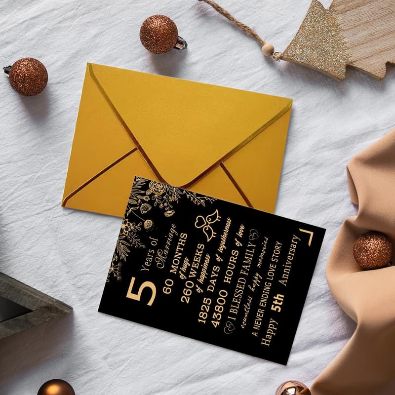 5th Anniversary Card - Sweet Surprise Gift for Couples