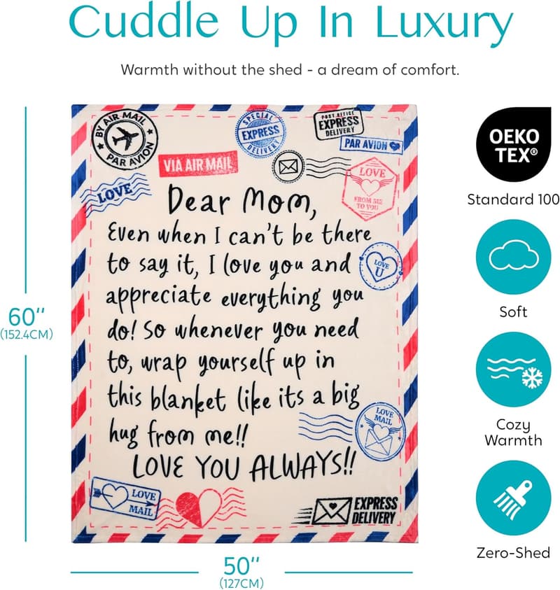 Mother's Day Soft Flannel Blanket Gift for Mom, 50