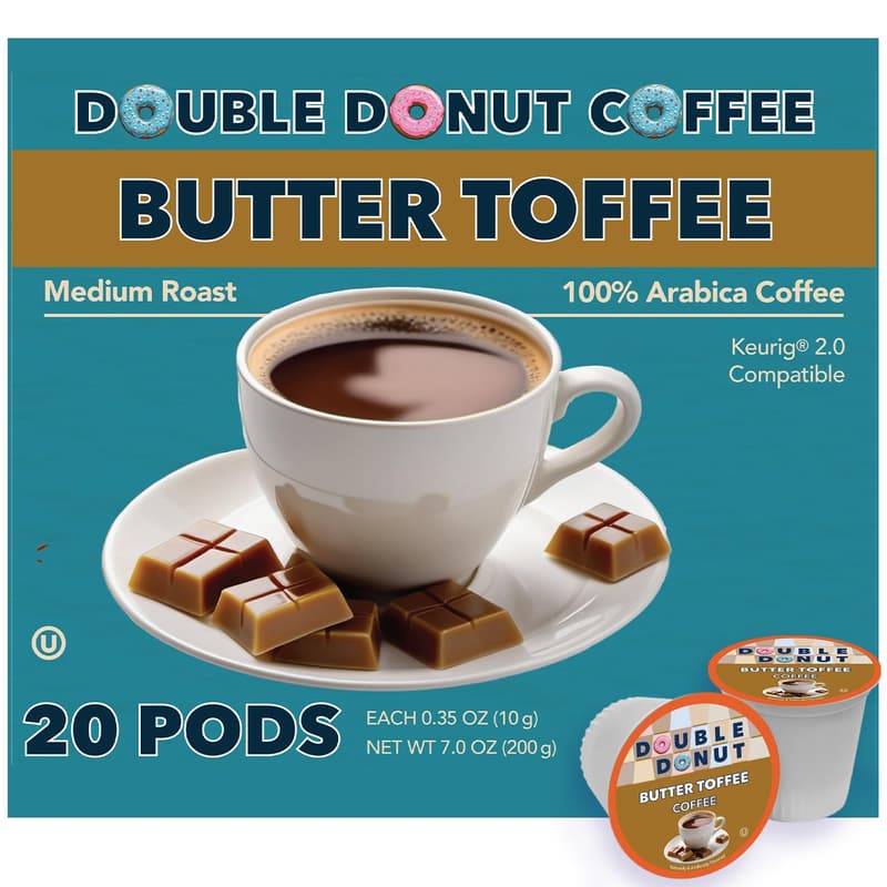 Butter Toffee Medium Roast Coffee Pods for Keurig - 20 Count