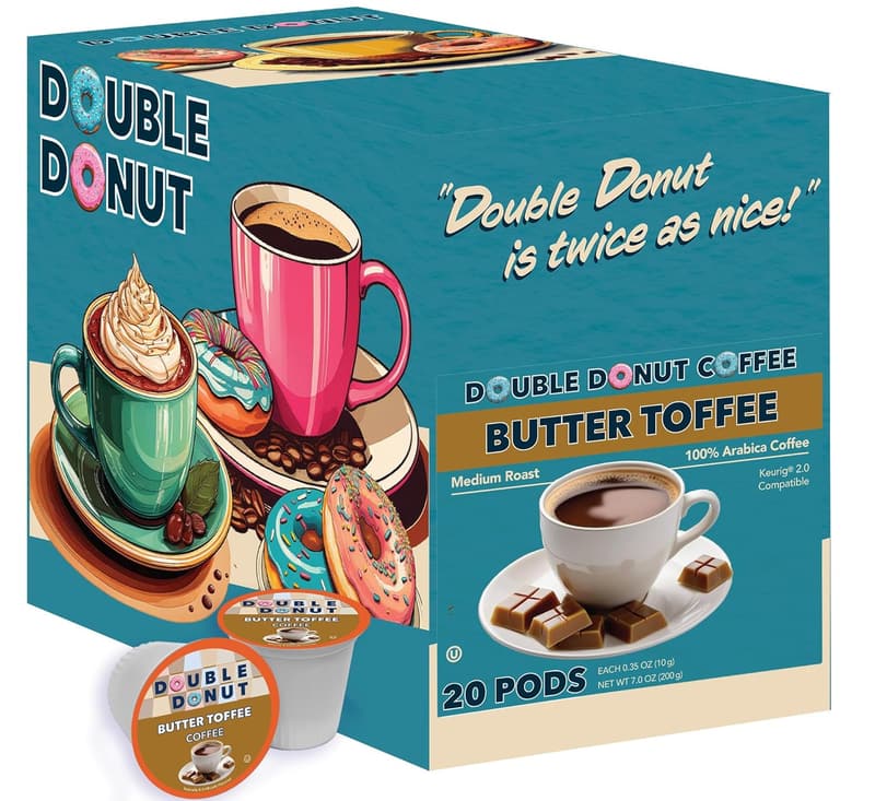 Butter Toffee Medium Roast Coffee Pods for Keurig - 20 Count