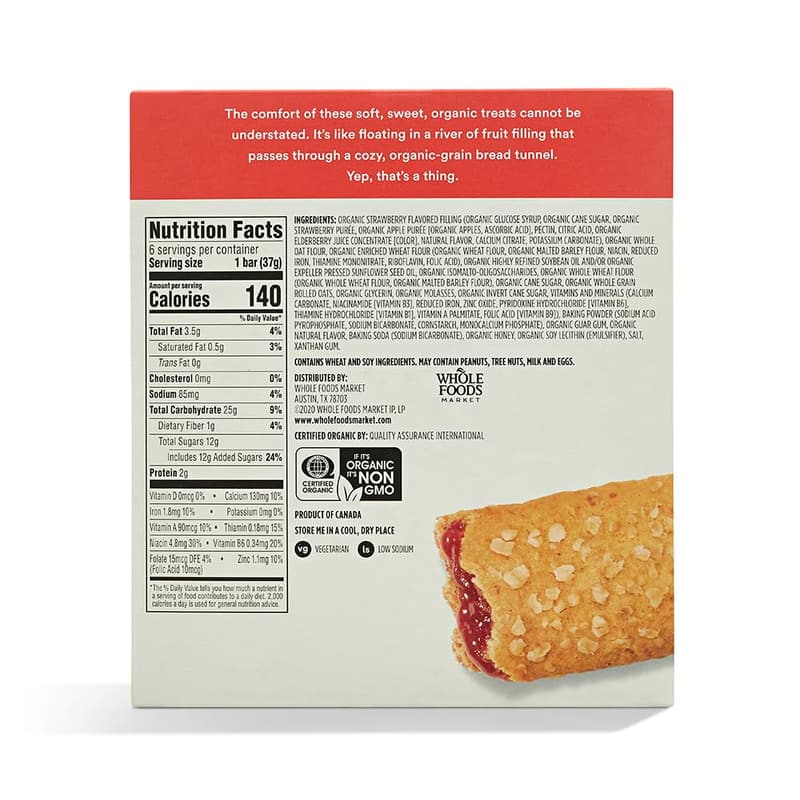 Organic Strawberry Cereal Bars, 6 Count - 7.8 oz