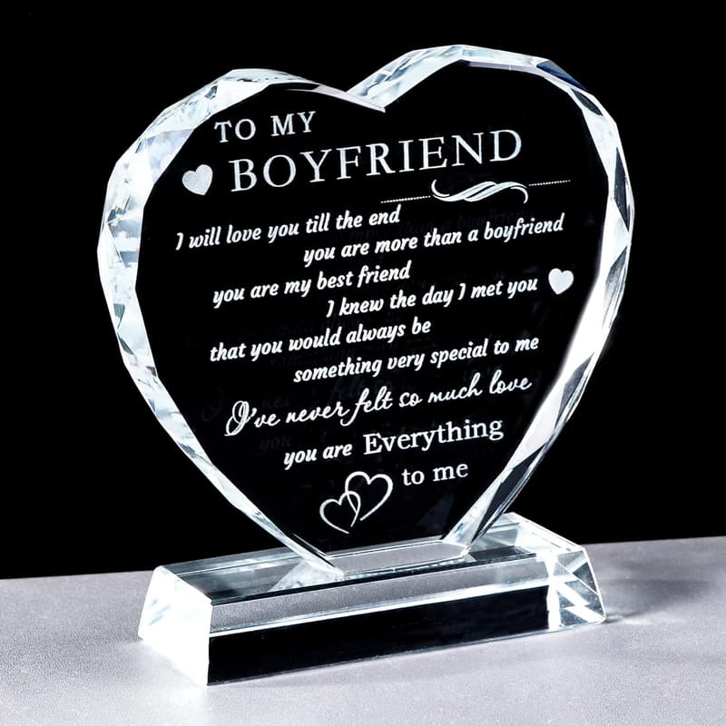 Valentine's Day Heart-Shaped Crystal Gift for Boyfriend