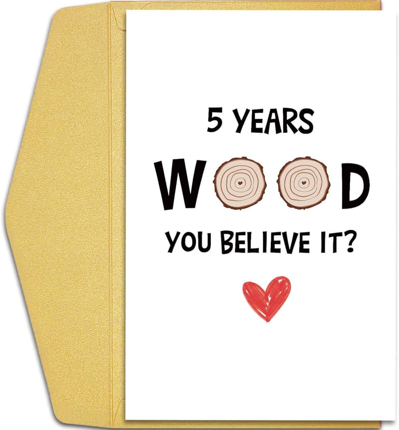 5th Anniversary Wood Card for Couples