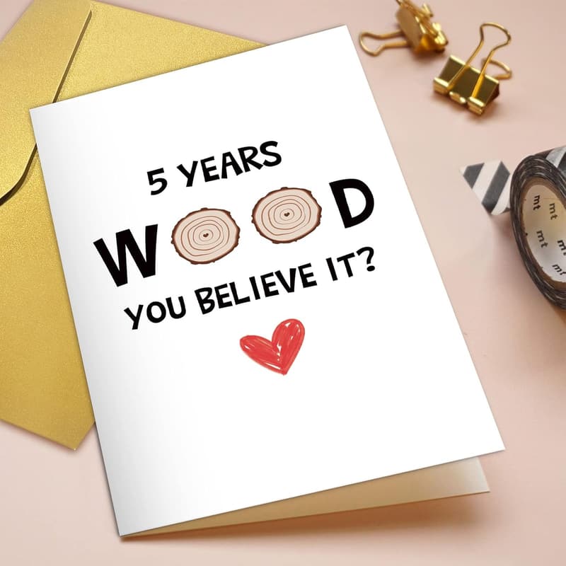 5th Anniversary Wood Card for Couples