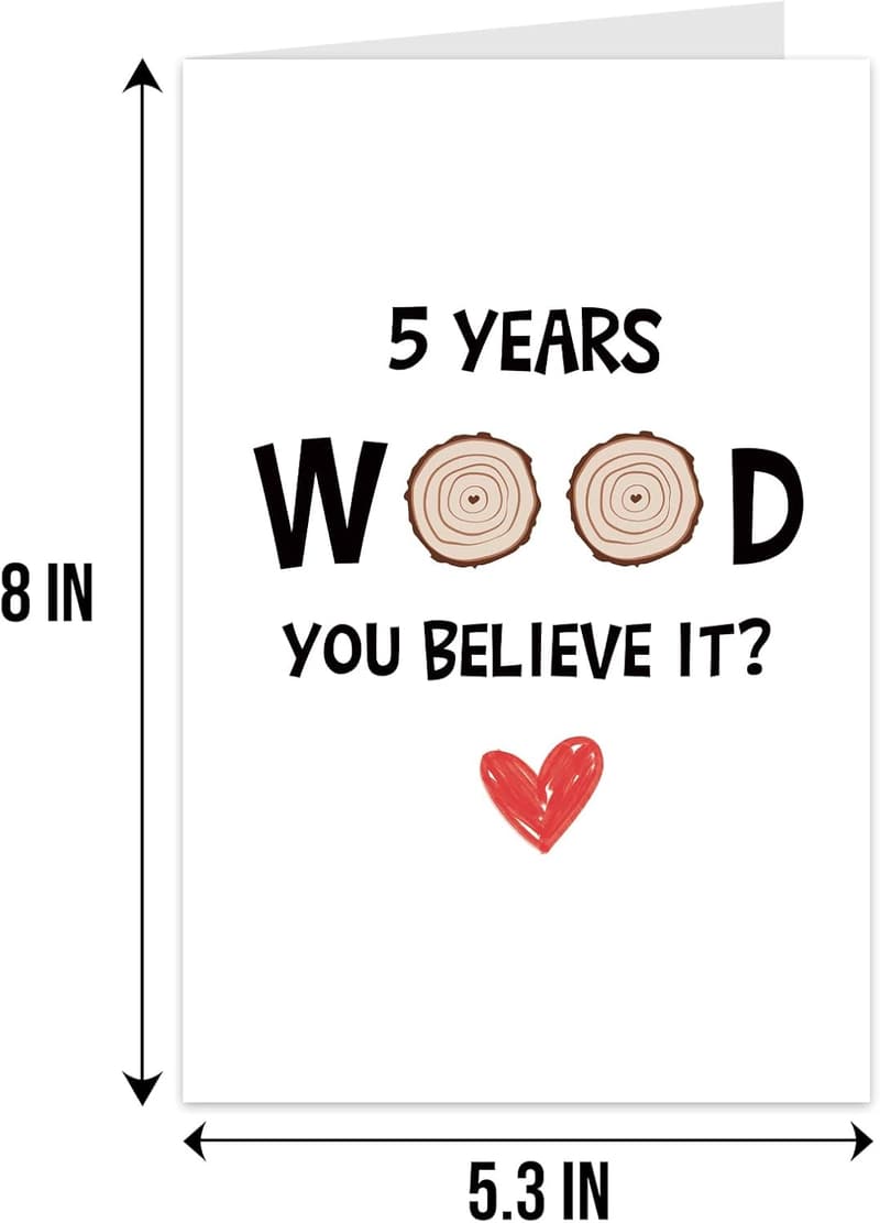 5th Anniversary Wood Card for Couples