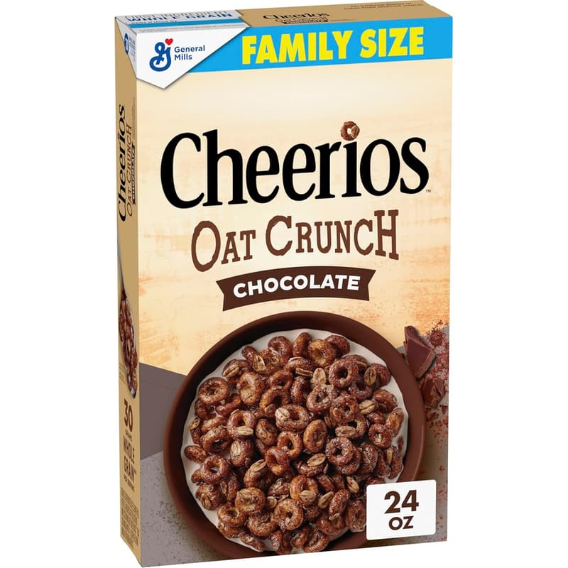 Cheerios Oat Crunch Chocolate Cereal, Family Size 24 oz
